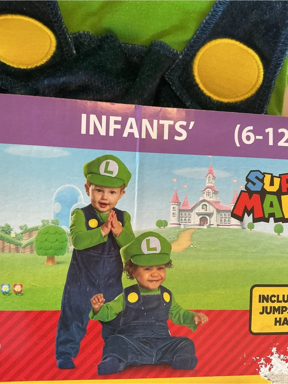 NWT Nintendo Luigi Super Mario Halloween Costume Infant Size 6-12mos by Disguise